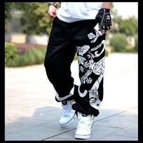 Vyriškos laisvalaikio sportinės asmenybės gatvės hiphopo kelnės didelio dydžio 2XL juoda