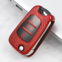 Anglies Pluošto TPU Automobilio Raktų Dangtelis Dėklas Hyundai I20 I30 Ix35 Solaris Elantra Accent ir Kia Ceed K2 K5 Sportage raudona