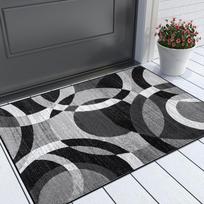 1 vnt. Geometrinio rašto grindų kilimėlis Modernus virtuvės poliesterio kilimas Neslystantis spalvingas vidaus kilimas, Namų vonios kambariui, miegamajam, svetainei dekoruoti 40*60cm black