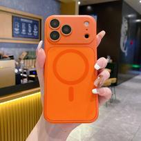 Instant Change To 17 For Magsafe Magnetic 2IN1 Case For iPhone 17 Air 16 15 14 13 12 Pro Max Lens Protection Shockproof Cover iPhone17 Pro oranžinė