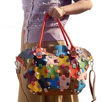 Women'S Bag Hand-Joined Square Handbag Messenger Bag Colored Leather Women'S Bag įvairiaspalvis
