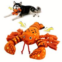 Plush Lobster Dog Toy with Squeaker and Knotted Rope Durable Interactive Pet Chew Toy for Medium and Large Dogs S oranžinė