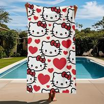 Sanrio Hello Kitty paplūdimio rankšluostis, Rankšluostis, Poliesterio, sugeriantis drėgmę ir greitai džiūstantis, Tinka jogai, kelionėms, plaukimui, paplūdimiui 50x100cm