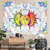 1pc Sun, moon, hippie style tapestry, colorful lunar phase tapestry, Bohemian decorative wall hanging for bedroom decoration 70x100cm