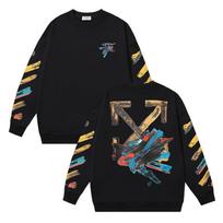1319 Off-White 2026 Rudens/Žiemos Nauji OW Grafiti Dažų Rodyklės Rašto Spausdinti Vyriški ir Moteriški Apvalios Kaklo Gobtuvai S