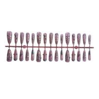 Long Press on Nails Stiletto Shaped Almond Fake Nails False Nails with 3D Designs Glue on Nails Reusable Artificial Nails Stick on Nails for Women