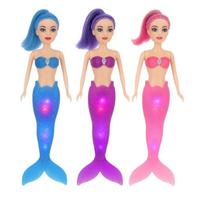 3 Šviečiančių Sirenų Lėlių Rinkinys - SHOP-STORY - 29 cm - Daugiaspalviai LED - Pasakiškas Žaislas - Unisex
