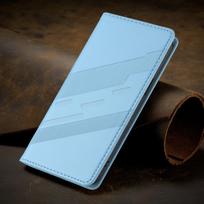 Magnetinis odinis piniginės dėklas, skirtas Samsung Galaxy S25 S24 S23 S22 S21 S20 Ultra Plus FE | Atverčiamas dėklas Verslo stiliaus ir Kortelių laikiklis Galaxy S25 Edge mėlyna