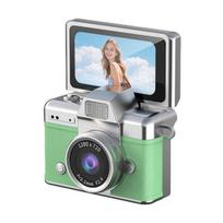 Nykščio dydžio atlenkiamas ekranas Mini kamera Mažas retro raktų pakabukas Skaitmeninis fotoaparatas su 1,47 colio LCD ekranu Vintage mikro kišeninė kamera koncertui, studijoms, įrašymui žalia