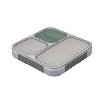 Foodman Slim Bento 800ml Patiekalų dėžutė Dvigubo saugumo su CB DSK dėžute, Antibakterinė, [Įtraukta puodelio vieta], Pilka, Sandari, 4 taškų užraktas, Japonija, pilka spalva