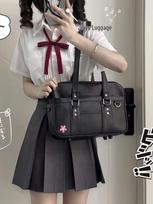 Jiayu Luggage JK Uniform Leather Backpack & Crossbody Bag with Embroidered School Design Orange Large Basic 38*28*12