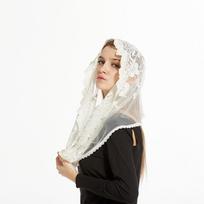 Soft Mantilla Veils for Women Lace Infinity Veil Mantilla Latin Infinity Chapel Veil Latin Mass Head Covering Lace Scarf Mantilla Veils for Church one size
