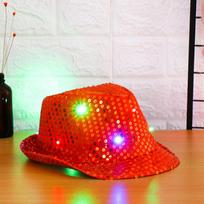 Unisex mirksinti šviečianti Panama kepurė Džiazo kepurė LED Fedora Trilby Blizgučiai safyro mėlyna spalva