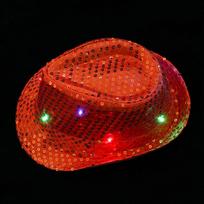 Unisex šviečianti mirksinti blizgučių Panama kepurė LED Fedora Trilby Džiazo skrybėlė violetinė