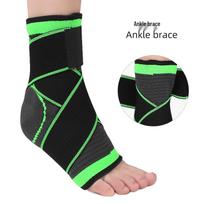 Breathable Pressurized Ankle Brace with Adjustable Strap Black Green L (Size 38-41)