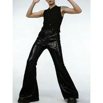 Men's Sequined Flared Pants for Stage Performances, Fashionable Casual Suit Pants S