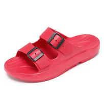 Summer sub-casual buckle thick-soled wear-resistant and odorless one-word support beach outdoor sports sandals slippers 230 raudona