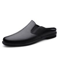 Men's Large Half Slippers: Slip-on Loafers, Sandals, Lazy Shoes, and Casual Leather Covers. 45
