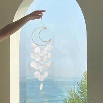 Natural  Moon Wind Chimes Handcrafted Decoration For Patio Garden Balcony Serenity Gift Idea A9