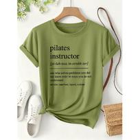Pilates Instructor Funny Definition Print for Women T Shirt 2026 Funny style short-sleeve shirts for spring and summer Teaching everyday wear of S armijos žalia spalva