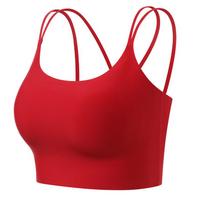 Women's Shockproof Sports Bra with Thin Straps - Fixed Cup Fitness Vest