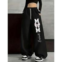Women's Men's Street Style Sweatpants with Bow Print Arrivals for Spring Autumn Fit Streetwear For S