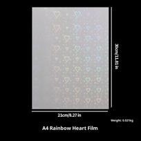 5 vnt. A4 holografinė laminavimo plėvelė, vandeniui atspari, skaidri, lipni lipdukų lapelė, širdelės, žvaigždutės, skaidri, šalto laminavimo plėvelė white