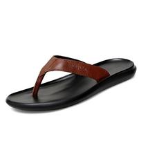 Fashion Men Flip Flops 2026 New Soft Bottom Non-slip Men Slippers Leather Casual Beach Summer Shoes Men Sandals Black 38 ruda