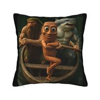 Pillow Cover Tung Tung Tung Sahur Surreal Italian Brainrot Meme  Kawaii Pillow Case For Sofa Home Decor Pillowcases 30x30cm 12x12in