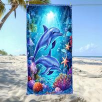 Custom Dolphin Beach Towel Personalized Coral Reef Ocean Life 160x80cm Microfiber Bath Towels All Season Soft Absorbent Blanket 50x100cm(20x40in)