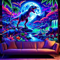 1 vnt. fluorescencinis dinozauras ryklys gobelenas, ultravioletinių juodųjų šviesų kraštovaizdžio gobelenas, miegamojo svetainės namų dekoracija sienos ha 95x73cm