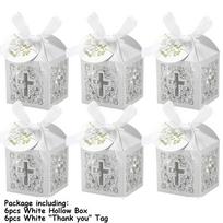 6-24pcs Elegant White Hollow Cross Gift Box Laser-Cut Wedding Candy Box Wedding Baptism Favors Gift Box Decoration Baptism Gifts As picture show