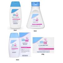 Sebamed Kelioninis rinkinys (Losjonas, Šampūnas, Prausiklis, Muilas)