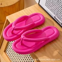 Flip Flops Women's EVA Slippers Anti-slip Wearable Summer Seaside Clip Shoes Bathroom Bathing Non-slip Sandals Fashion Trend 36-37 rožinė raudona spalva