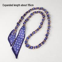 Madingas pintas Evelyn rankinės per petį grandinėlės dirželis-šalikas Scarf Woven Bag Chain (Approx. 115cm) blue
