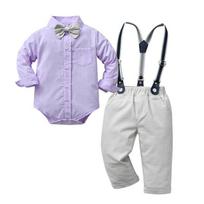Britiško stiliaus berniukų dviejų dalių komplektas: Ilgarankis Pavasario/Rudens Apranga Vaikams Size 120 (Shirt) white