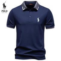 Ralph Lauren 2026 m. Pavasario/vasaros vyriški siuvinėtas žakardinis polo marškinėlis su atlapais Laisvalaikio Aukštos kokybės Tencel vienspalvis trumpomis rankovėmis T-shirt S