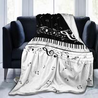 Muzikos natų pledas moterims, vyrams. Minkštas, pūkuotas flanelės vilnos metamas pledas mokytojams, suaugusiems, mergaitėms, berniukams, muzikos mėgėjams. Dovanos 152x127cm gray
