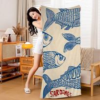 Colorful Sardine Fish Ocean Microfiber Printed Beach Towel Mountain Climbing Yoga Beach Swimming Running Absorbent Soft Towel Cotton 30x30cm
