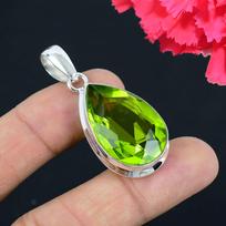 Peridoto brangakmenio pakabukas iš vientiso 925 prabos sidabro, papuošalas, dovana unisex