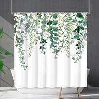 Dušo užuolaida atspari vandeniui ir pelėsiui, su 3D skaitmenine spauda, augalų, gėlių ir žolių motyvais, vonios kambario pertvaros užuolaida Shower curtain 90 * 180