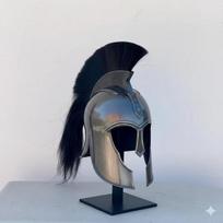 Medieval Troy Achilies Helmet Black with Horsehair Plume, Greek Corinthian Spartan Helmet, Warrior Cosplay Collectible Gift black