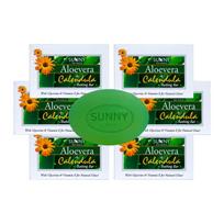 Sunny Aloe Vera Calendula & Vitamin-E Bathing Bar Soap 75gm X Pack of 6 for Soft Supple Glowing Skin