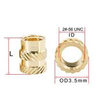 Brass Insert Nuts 2#-56 4#-40 6#-32 8#-32 UNC 10#-32 UNF Hot Melt Knurled Heat Injection Molding Embedment Copper Nut 1I8 (3.18mm)