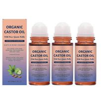 3x Organic Castor Oil Roll-On with Rose Quartz, Cold Fressed Pure for Skin, Relaxation Face Body Massage Essence-lxb