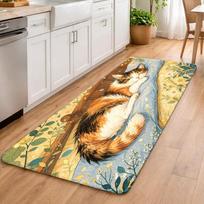 1Pcs Anti Fatigue Kitchen Rugs, Cute Calico Cat Print Waterproof Non-Slip Thick Cushioned Kitchen Mat Heavy Duty Comfort Standing Mat for Kitchen 40*60cm