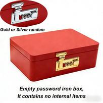Large Iron Password Lock Savings Box Secure Coin Piggy Bank with Lock for Children Birthday Present Home Room Decor raudona
