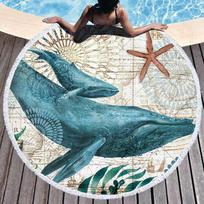 Sea Turtle Round Beach Towel Undersea World Thick Shower Bath Towels Microfiber Summer Swim Circle Yoga Mat 150cm With Tassels 150x150cm