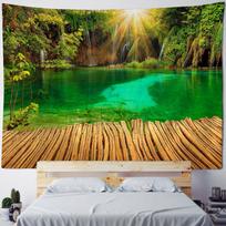 Bohemian Hippie Natural Landscape Tapestry Wall Hanging Cloth for Living Room Bedroom Flowers Forest Seaside Theme Decor 70x100cm28x39in