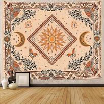 Boho Butterfly Tapestry Mushroom Sun and Moon Hippie Wall Tapestry for Bedroom Aesthetic Vintage Floral Plant Small Tapestries 70x100CM